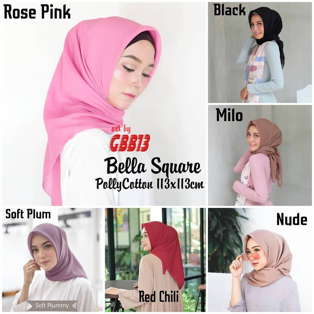 20 Inspirasi Warna Jilbab Bella Square Milo  My Red 