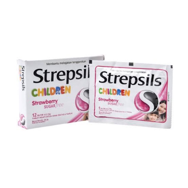 Strepsils Children Strawberry Permen Pelega Tenggorokan Isi 6 Butir