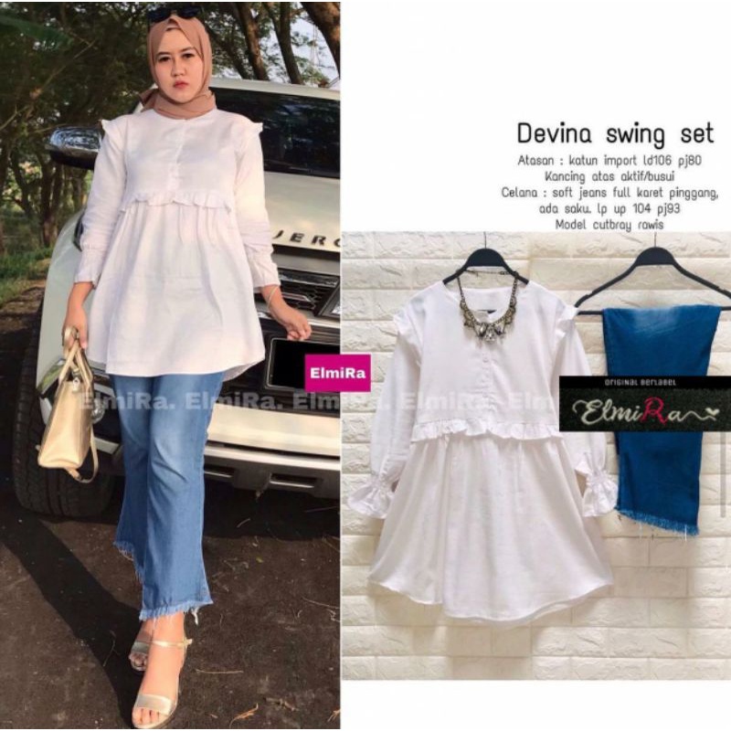 DEVINA SWING / PINGUIN / WING / MERMAID SET LILAC WHITE YELLOW BY ELMIRA-Devina swing putih