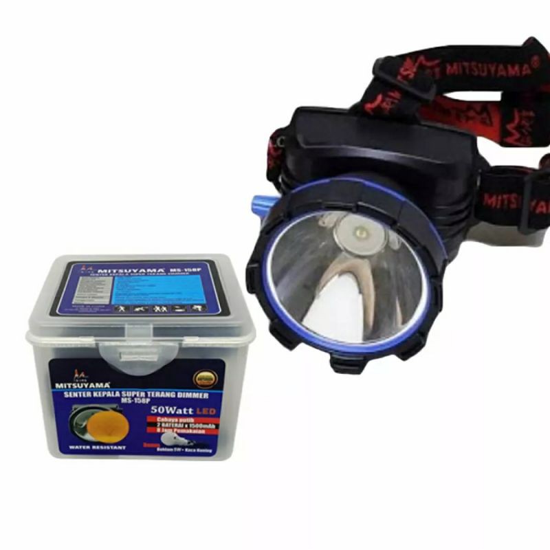 Headlamp LED 50Watt /Senter Kepala LED 50Watt Mitsuyama MS-158P Water Resistant Bonus Bohlam 5W