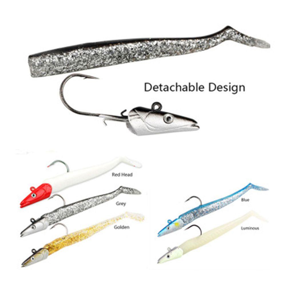 Top Fish Belut Lure Silikon Tahan Lama Luminous Lead Jig Head