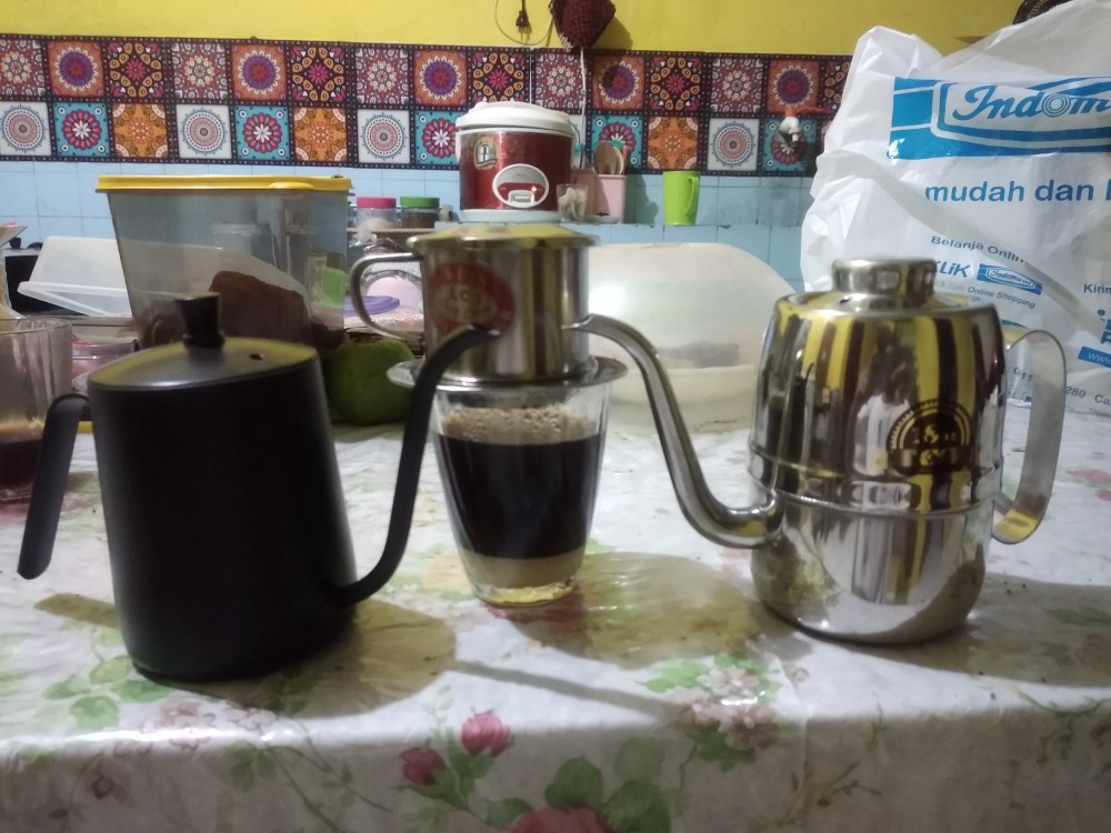 Teko Leher Angsa Teflon Black 350ml Ketel Kopi Pour Over Coffee Kettle