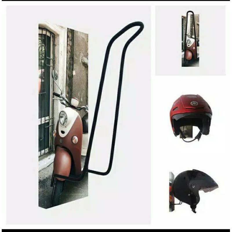 Rak Helm/Rak Helm Gantung Kayu/Gantungan Helm/Rak Helm Motor Vespa/Tempat Helm Hiasan Dinding