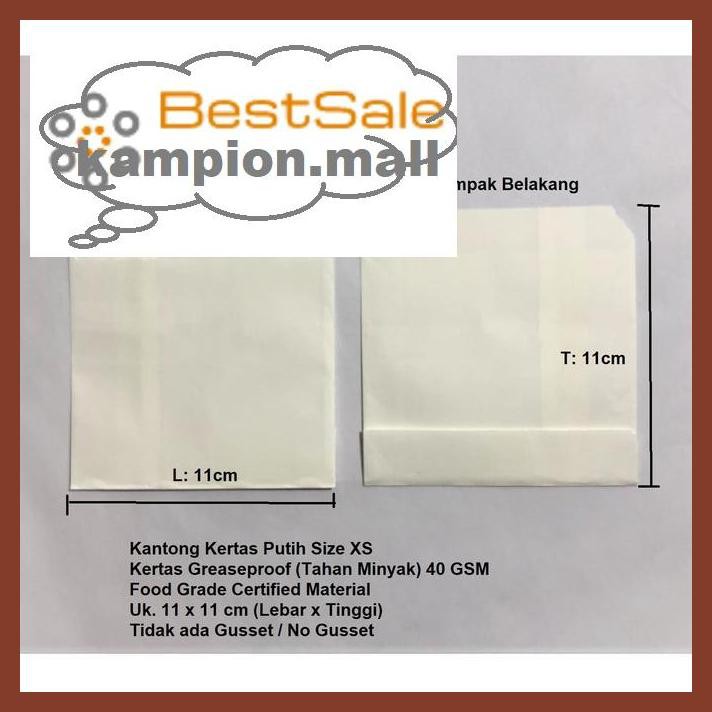 

Y7Tuut7- Kantong Flat Kantong Kertas Putih 11X11 (Xs) Anti Minyak Greaseproof E46Et57-