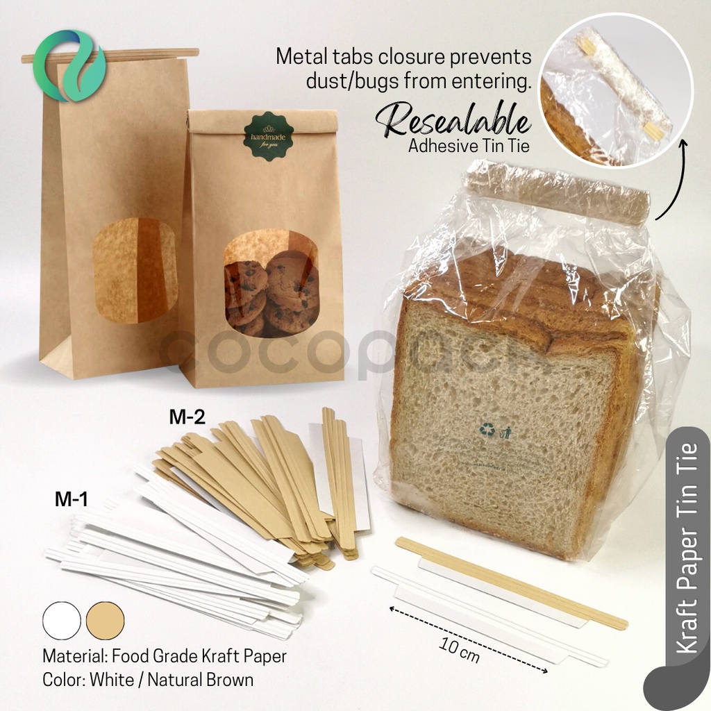

Kraft Paper Resealable Tin Tie Kawat Ikat Dekorasi Plastik Roti 14CM 50PCS