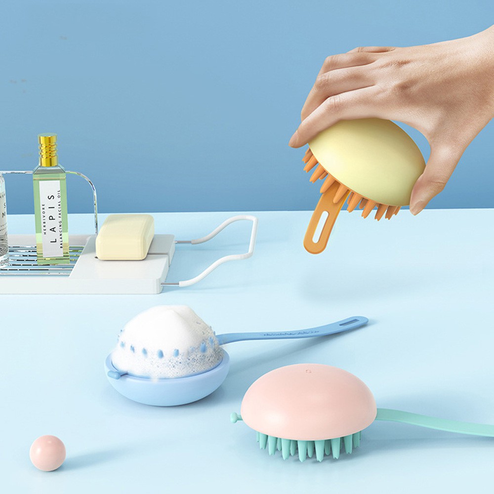 ELEGANT Multifunctional Hair Cleaning Comb Spa Scalp Exfoliator Scalp Massage Brush Silicone Shower Washing Head Massager Handheld Shampoo Brush/Multicolor