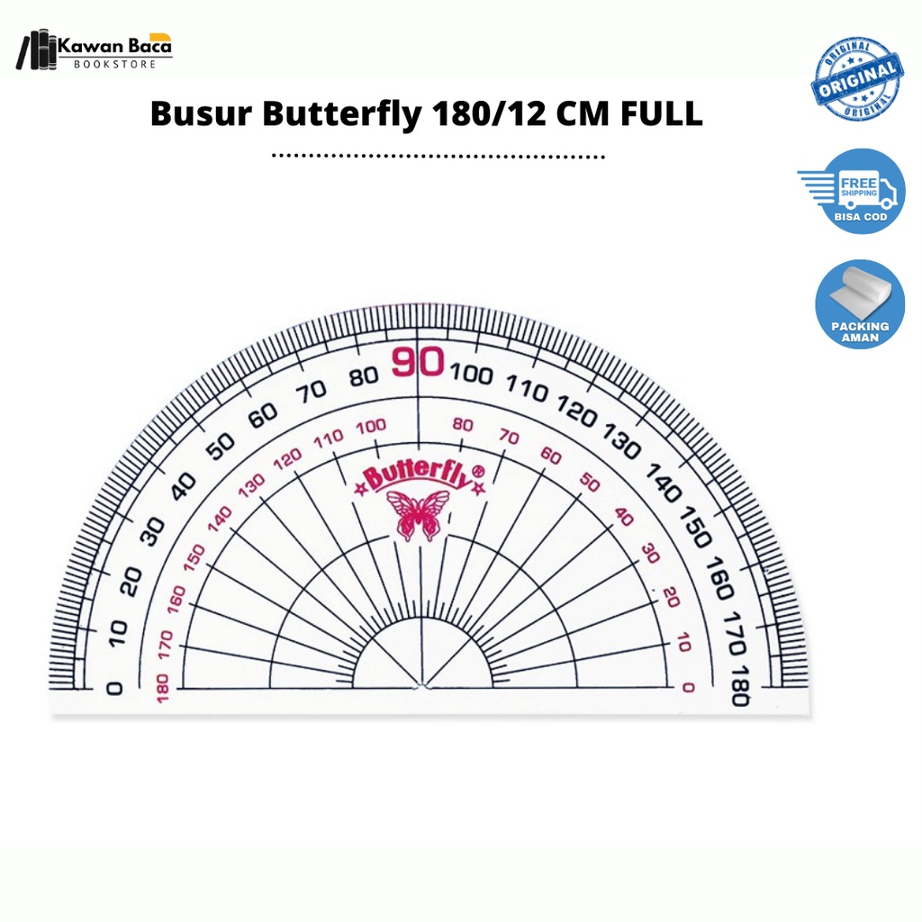 

180/12 CM FULL Busur Derajat / Busur Butterfly / Penggaris Busur
