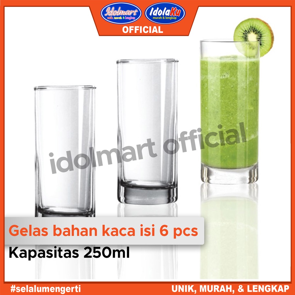 IDOLAKU Citinova Gelas Swiss Isi 6 PCS / Gelas Set Isi 6 / Gelas Kado/ Gelas Kaca Jus