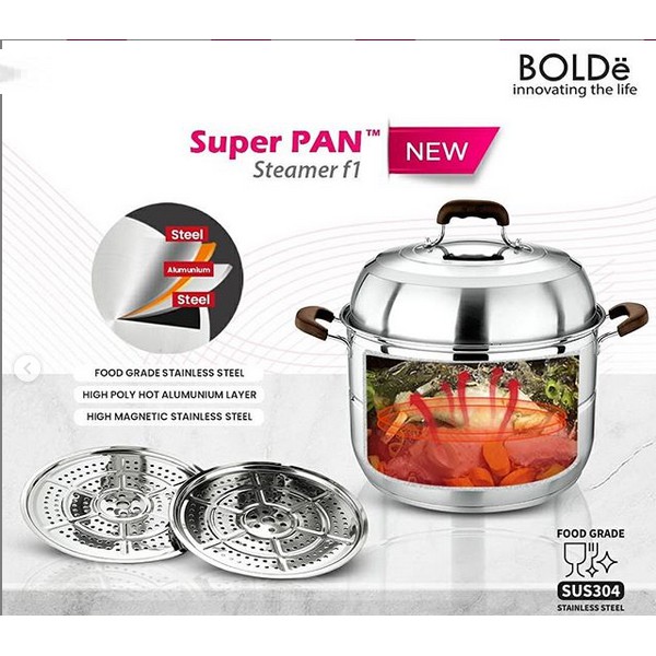 Super PAN SS 304 Stainless Steel STEAMER Original BOLDe