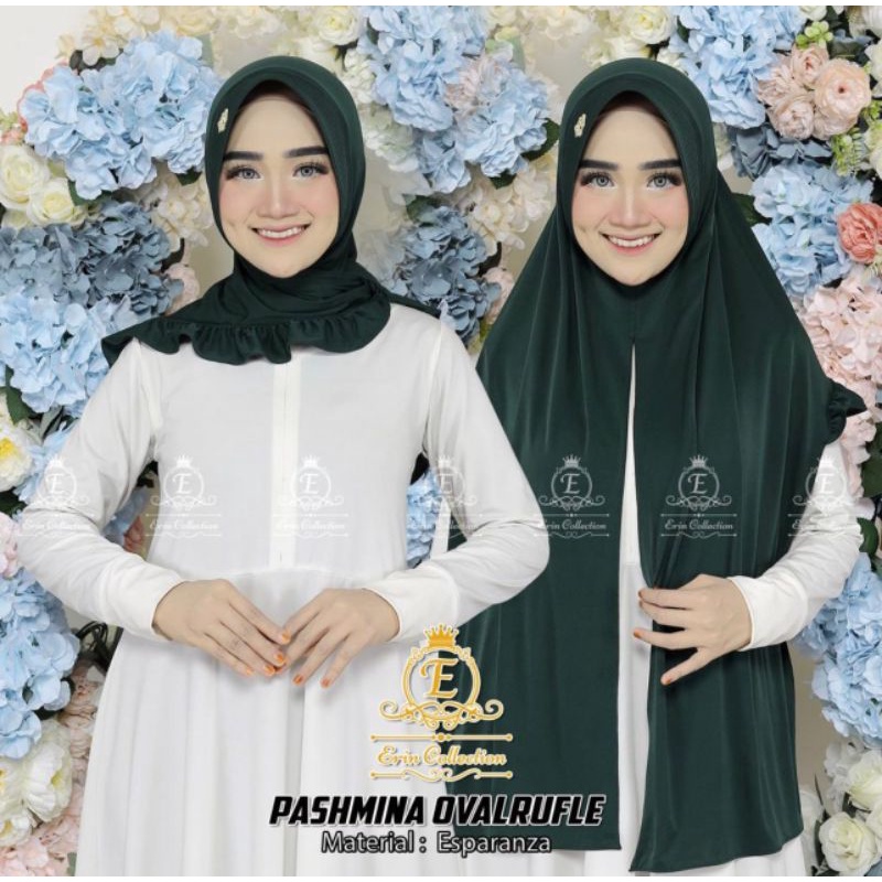 Jilbab Bergo Pasmina Instant Ovalrufle Original Erin Collection