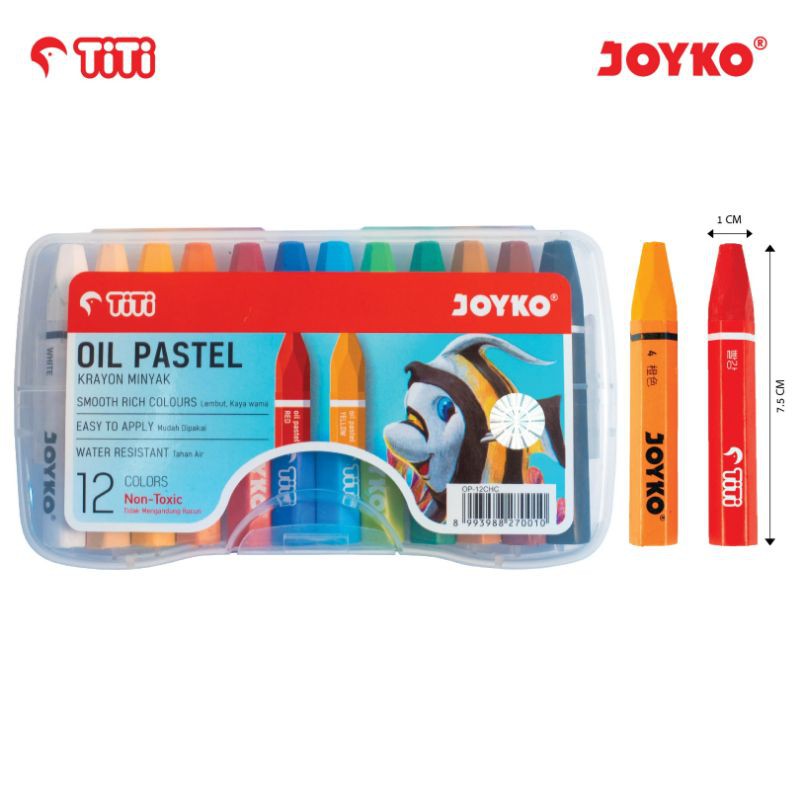 JG - JOYKO PENSIL WARNA PANJANG PENDEK ISI 12 WARNA CRAYON JOYKO oil pastel CP - S12 CP - 12PB