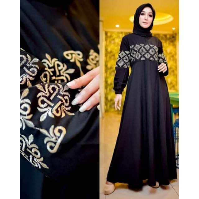 gamis itycrepe bordir premium/gamis bordir itycrepe busui/gamis bordir ity crepe original