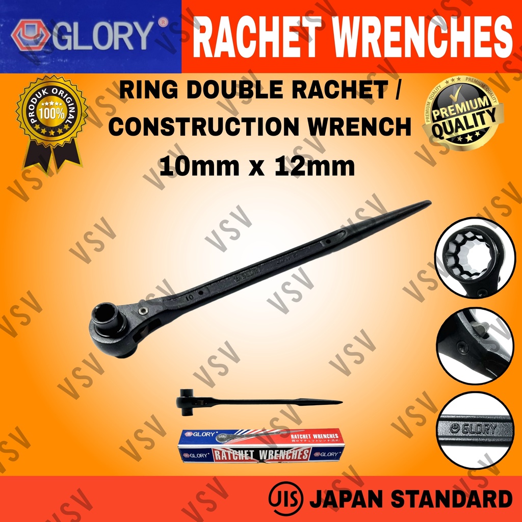 Kunci Ring Double Rachet 10x12mm Kunci Skafolding Construction Wrench Sok Rachet