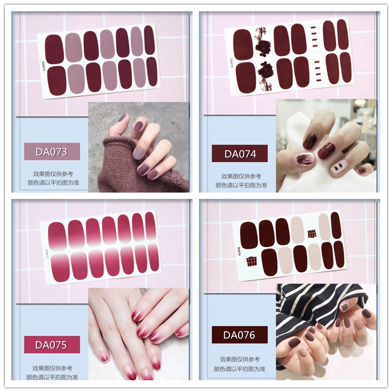 14PCS/Set Stiker Kuku Tahan Air Dilepas Penutup Penuh Dekorasi Nail DIY