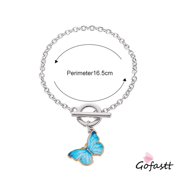 【CHECKOUT RP100】Gelang Kupu-kupu Biru Gelang Rantai Gerhana Aksesori Busana Wanita Korea G-7