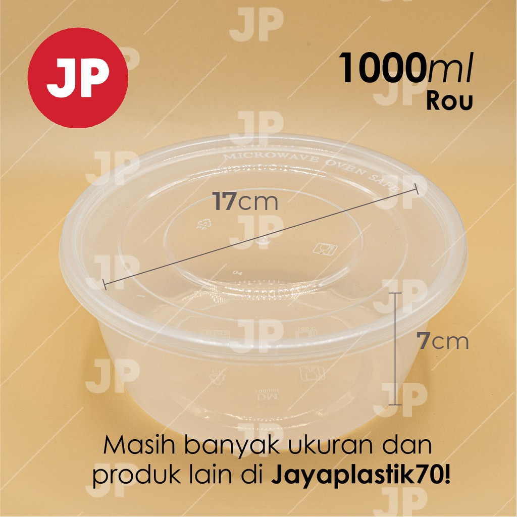 Mangkok Plastik  Thinwall Bulat Datar ROU 1000ml (ISI 5)