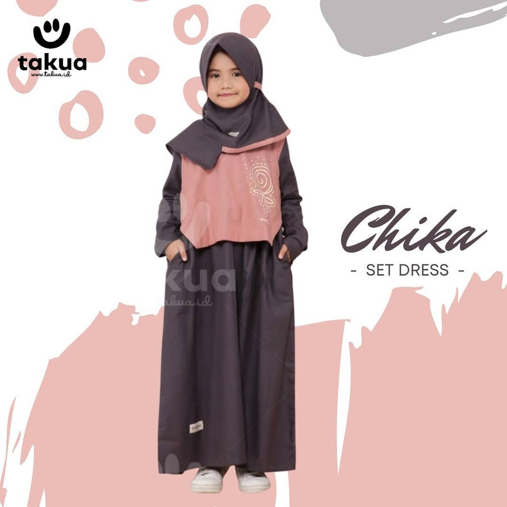 SETELAN DRESS ANAK MUSLIM PAKAIAN MUSLIM ANAK PEREMPUAN DRESS ANAK MUSLIM BAJU MUSLIM TAKUA