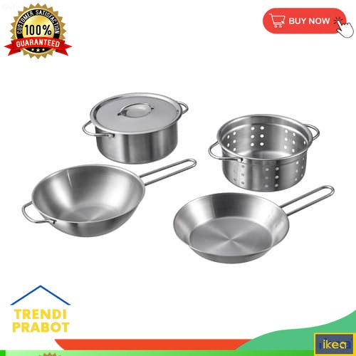 Mainan Edukasi Anak ikeya IKDuktig  Panci Peralatan Masak Stainless Steel Toy Cookware Set