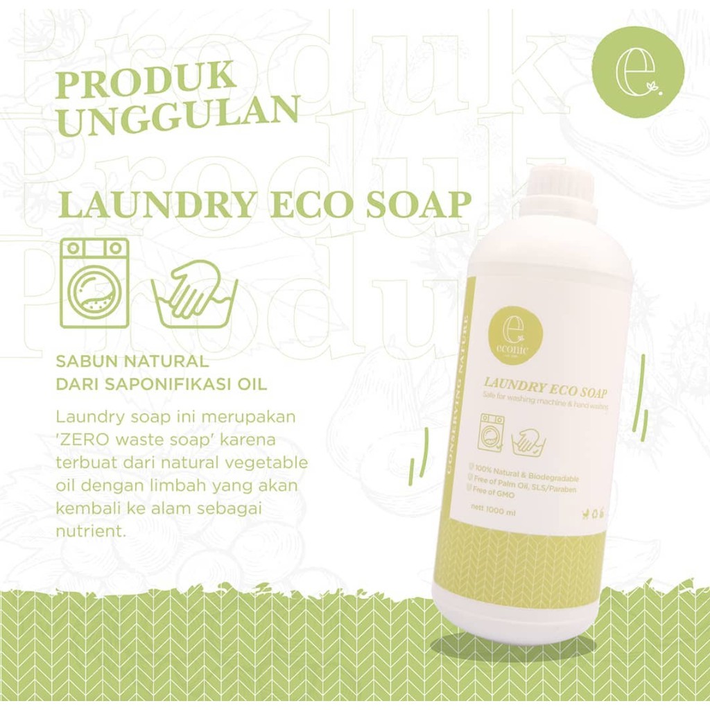 Eco Laundry Soap 1000 mL | Sabun Cuci Pakaian Alami | Sabun Laundry Bebas SLS &amp; Paraben