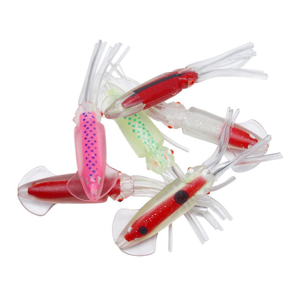 Hengjia 6pcs / Lot Umpan Pancing Bentuk Cumi-Cumi Octopus Plastik Bait Lembut 12cm/12.7g Artificial Bait Soft Tube Plastic Squid Lures Untuk Air Tawar / Asin