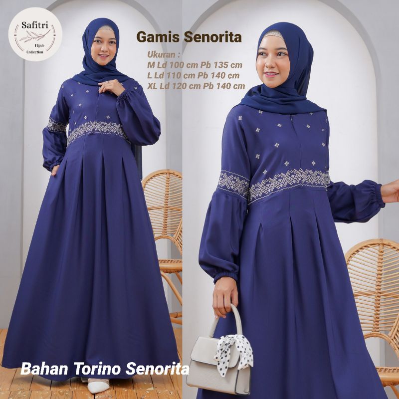 TANIA DRESS 1 bahan Torino Senorita aplikasi bordir busui bumil friendly by Safitri Fashion