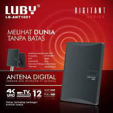 Antena Tv Digital LUBY HDTV 4K Indor Outdor 2 Tv + Bosster LB-ANT1001 Premium Kabel 12 Meter UHF Untuk Televisi LED Tabung LCD Boster Sinyal Kuat Canggih 30dbi Anntena AIO PX Smart Chip Bisa Dipasang Analog dan Receiver Set TopBox Tv Super Peka Siap pakai