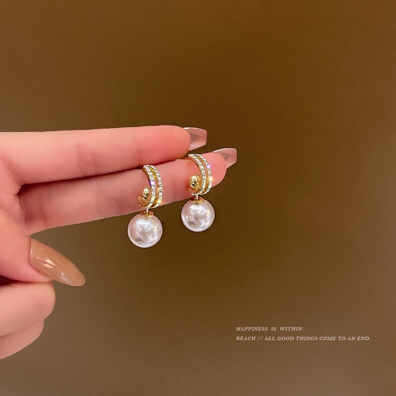 Anting Mutiara Rodium Korea Fashion Style Trending Elegan