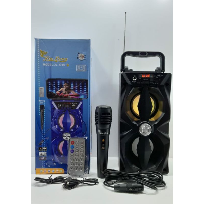 Speaker Bluetooth Portable Karaoke Jinlong JL-1730 Bonus Mik+Remot Super Bass