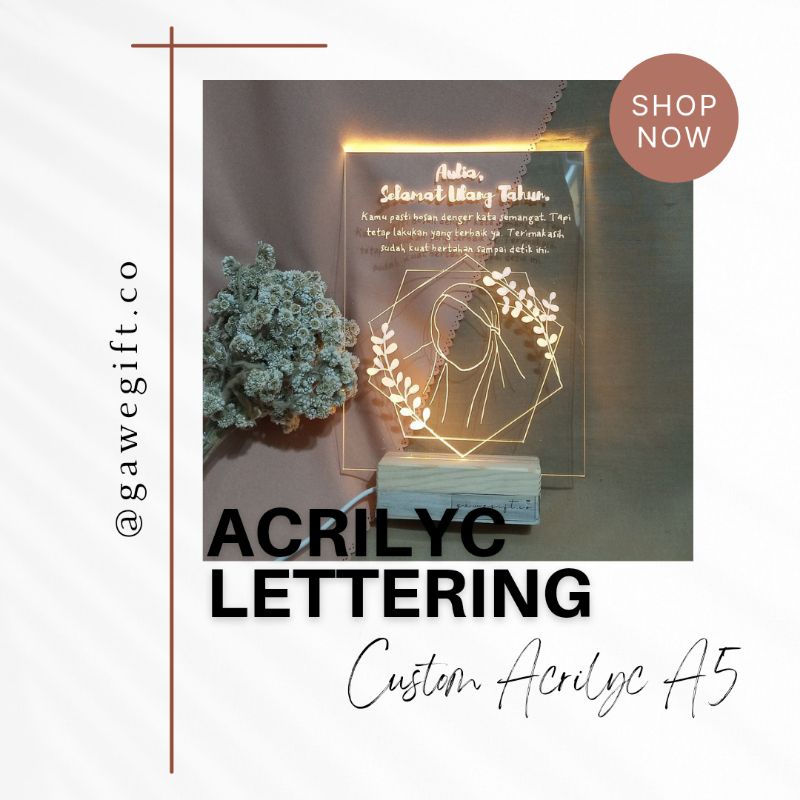 AKRILIK LED CUSTOM A5 l LAMPU HIASAN l Acrilyc Gift Box