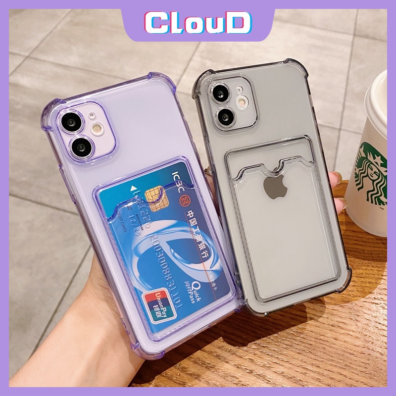 Soft Case Dompet Kartu Bahan Silikon Tahan Banting Untuk iphone 11 12 13 pro max XR x xs max 7 8 plus se 2020