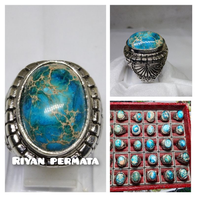 Cincin batu pirus Nevada urat bagus