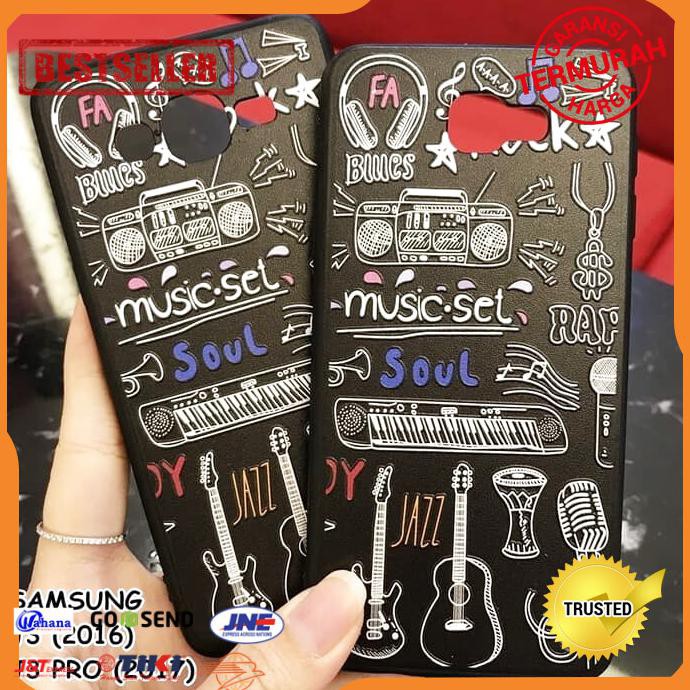 CASE HP SAMSUNG J3 2016 J3 PRO 2017 BLACK MUSIC 3D RELIEF CASE CASING