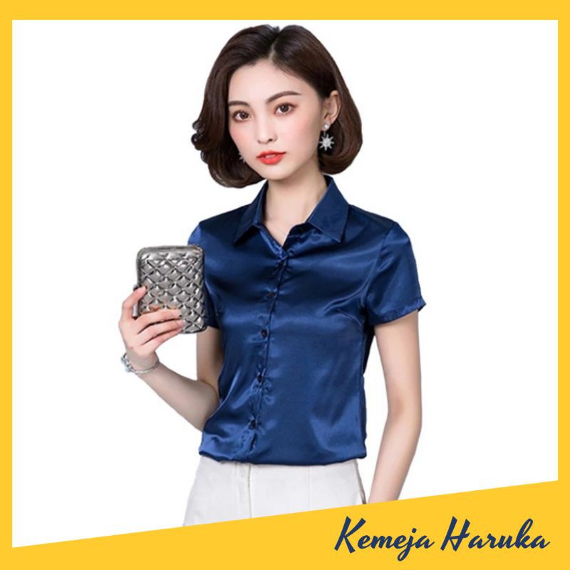 Kemeja Wanita Lengan Pendek Kameja Cewek Model Korea Gaya Korean Style Baju Kerja Hem Kekinian