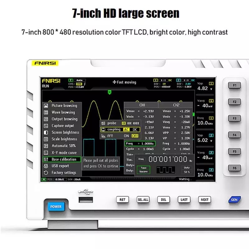 FNIRSI-1014D Digital Oscilloscope 2 In 1 Dual Channel Input Signal Generator 100MHz 1GSa/s