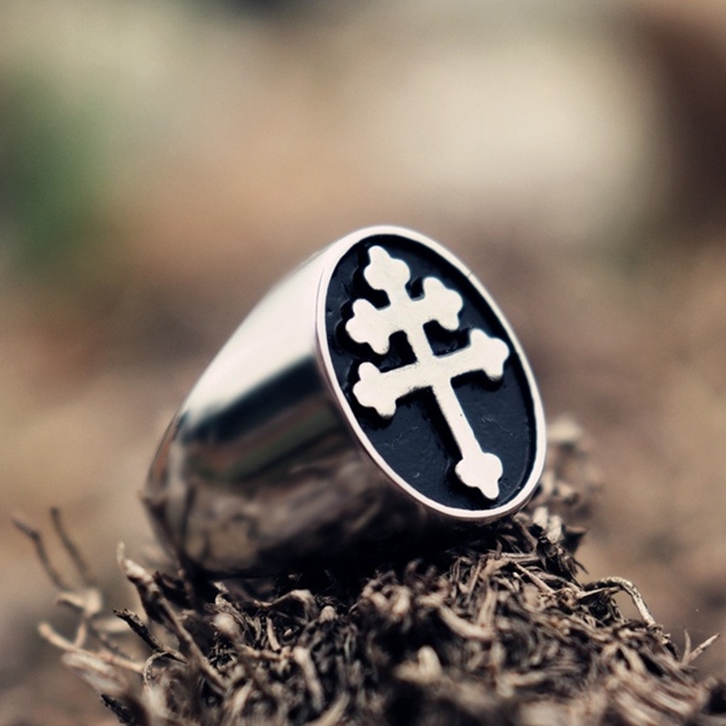 Fashion Men's 316L Stainless Steel Cross Ring Punk Biker Jewelry