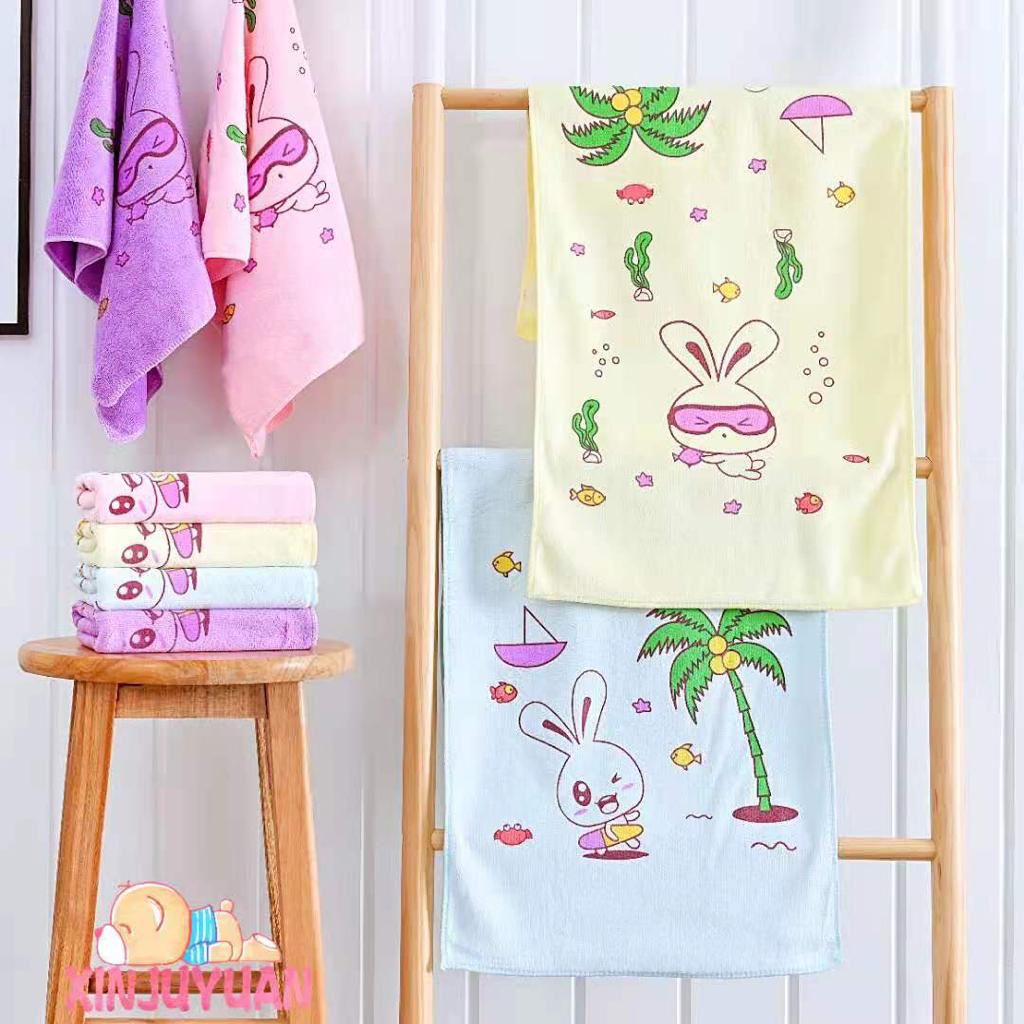 Handuk Anak Bayi motif bear Handuk Mandi Anak Bayi microfiber ukuran 70x140cm &amp; 60x140cm 50x100 import