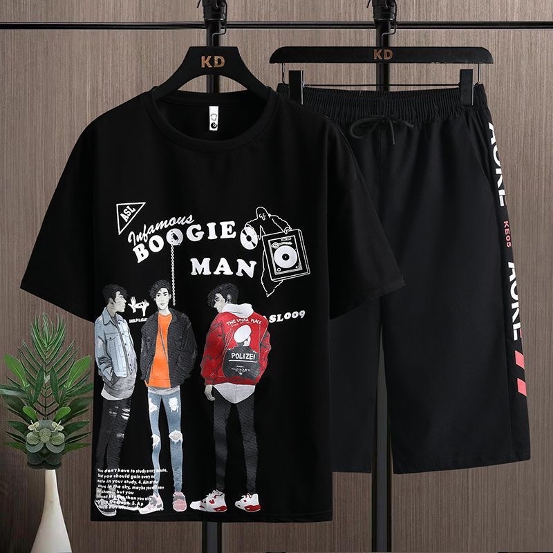 SETELAN PRIA KAOS SET COWOK BOOGIEMAN LENGAN PENDEK + CELPEN SANTAI