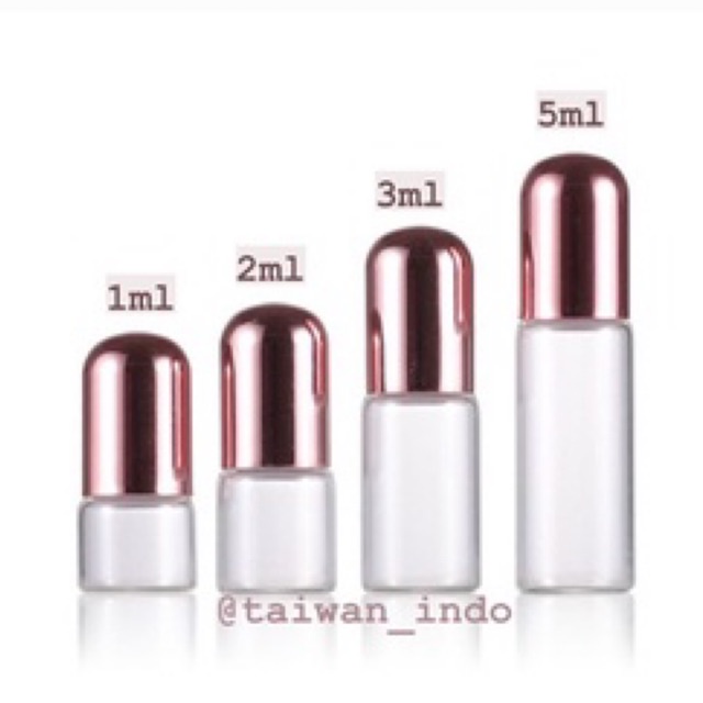 5ml Botol Clear Tutup Rose Gold Pink Roll On Glass Perfume Essential Oil Vials Stainless Roller Ball Travel Clear Bottle