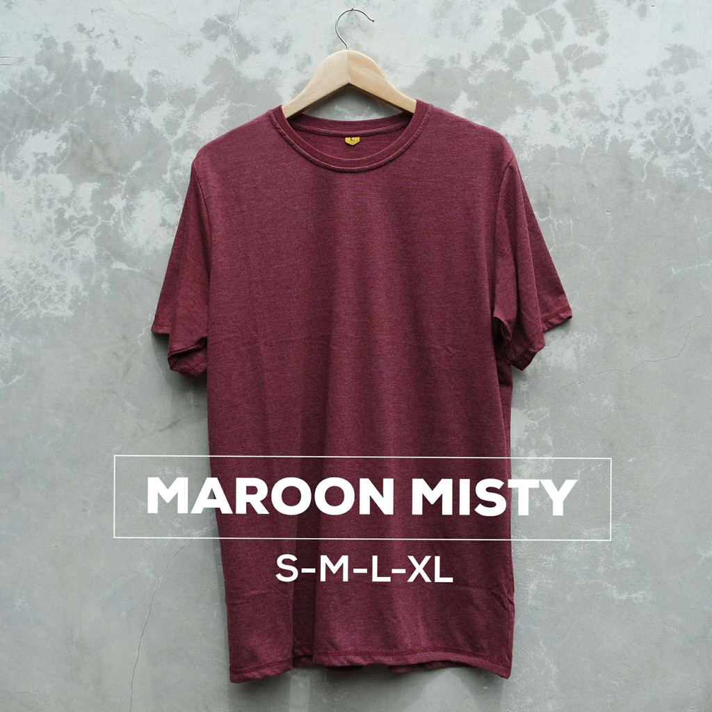 KAOS POLOS COTTON COMBED 30s WARNA MAROON MISTY Size S M L XL