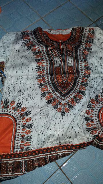 Kaos Pantai Kaos Etnik Dashiki All Size Pria Wanita Dasar Putih New