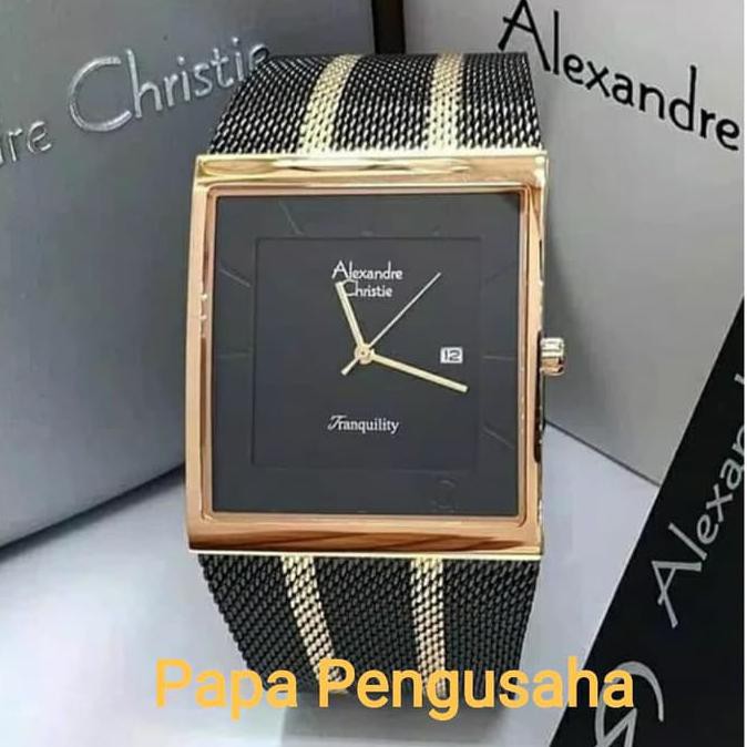Jam Tangan Pria Original Alexander Cristie AC8333 Black Rosegold