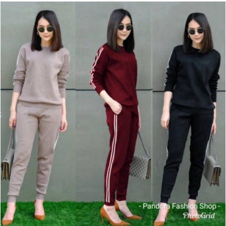 PROMO stelan olahraga balenci baju senam muslim ba Setelan Wanita Adidas Training Babyterry Jumbo Bi