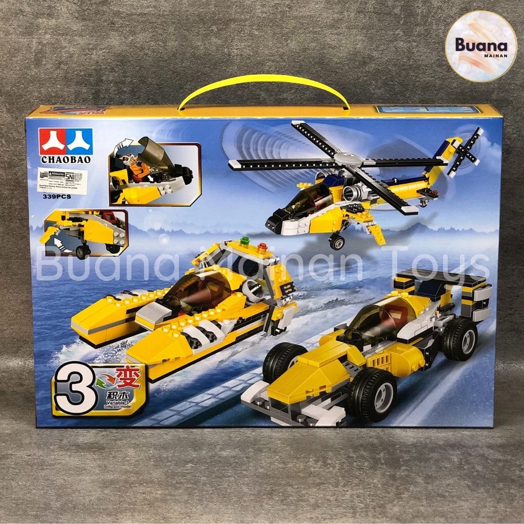 BRICK CHAOBAO HELICOPTER 3IN1 SAFE RESCUE HELIKOPTER MAINAN EDUKASI ANAK BRICKS CREATOR CREATE BLOCK 5184