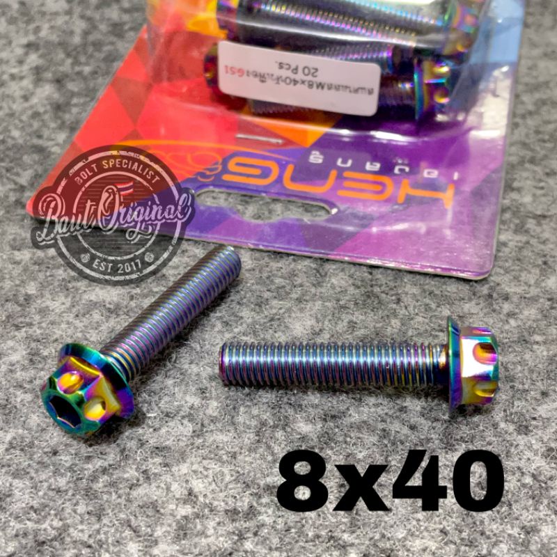 Baut probolt 8x40 rainbow gs1 drat 12 panjang 4 cm ori heng thailand