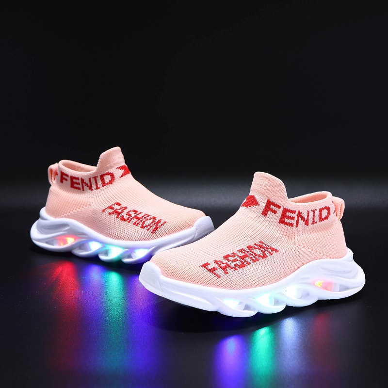 Sepatu anak LED Import slip on motif FENIO terbaru