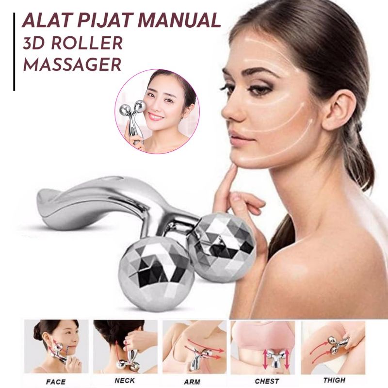 3D Massager / Alat Pijat Wajah Roller / Pijat wajah manual / Pengencang Relaksasi Terapi