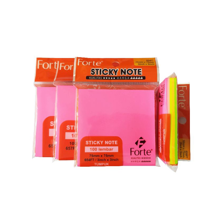 

Sticky Note / Kertas Memo Tempel Forte Warna (75mm x 75mm) 654FT