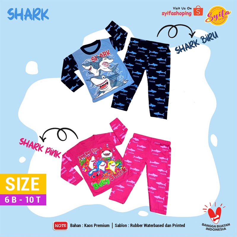 Piyama Anak Baju Baby Shark Anak Laki Laki Perempuan Lengan Panjang 0 1 2 3 4 5 6 7 8 9 10 Tahun SS0