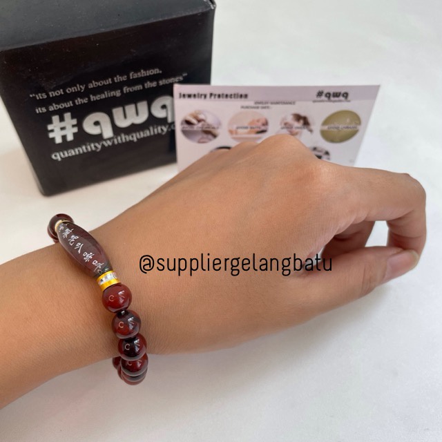 gelang batu chinese unisex pria wanita tibet hoki om mani padme hum supplier bahan aksesoris craft