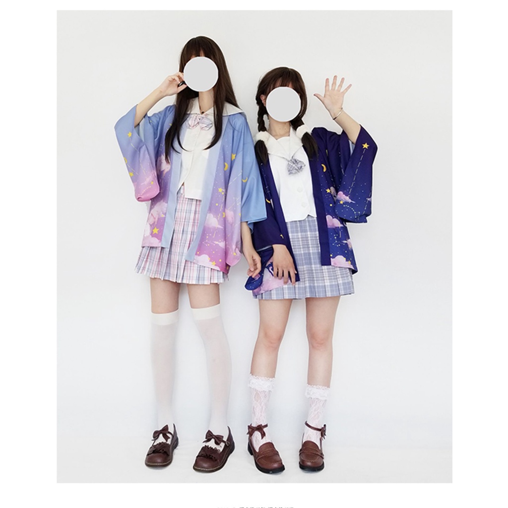 Loose Fashion Street Cardigan Kimono Wanita Jepang Harajuku Kimono Longgar Pria Ungu Pakaian 2023